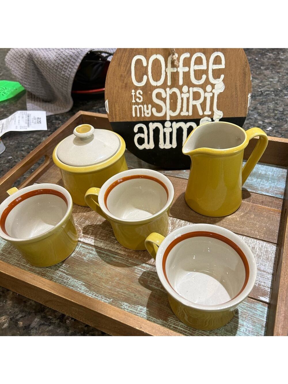 Premiere Color of Spain Coffee Set – Yellow Ceramic – Vintage Spanish Pottery